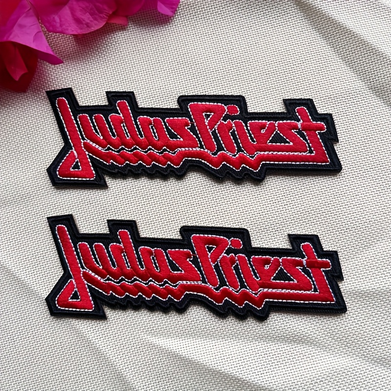 Image of 2pcs Red Creative Letter Embroidery Patches For Diy Clothes, Pants, Hats, Bags, Shoes With Adhesive Backing Sewable Iron-on Patches