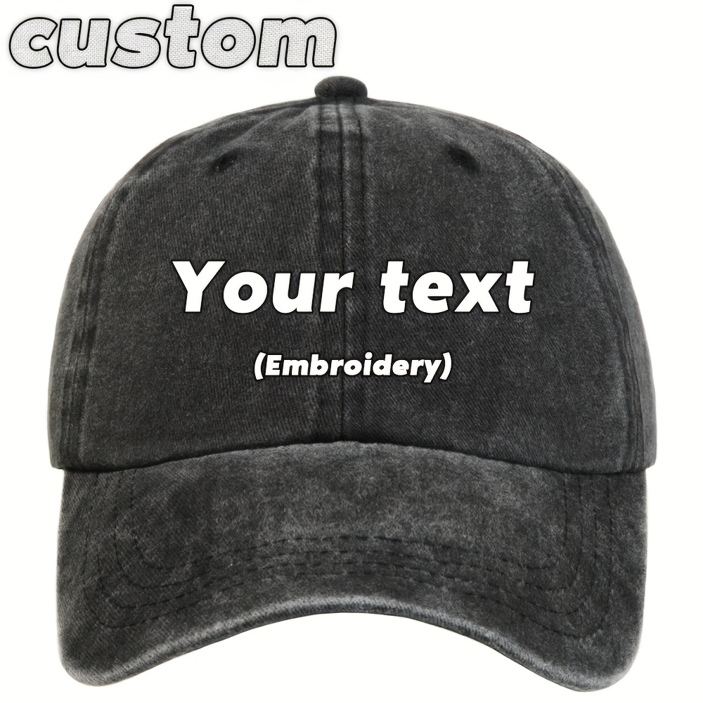TEMU Customizable Embroidered Baseball - Soft, Durable, Adjustable Unisex Hat, Personalized Text/logo, Available In Various Colors, Suitable For And