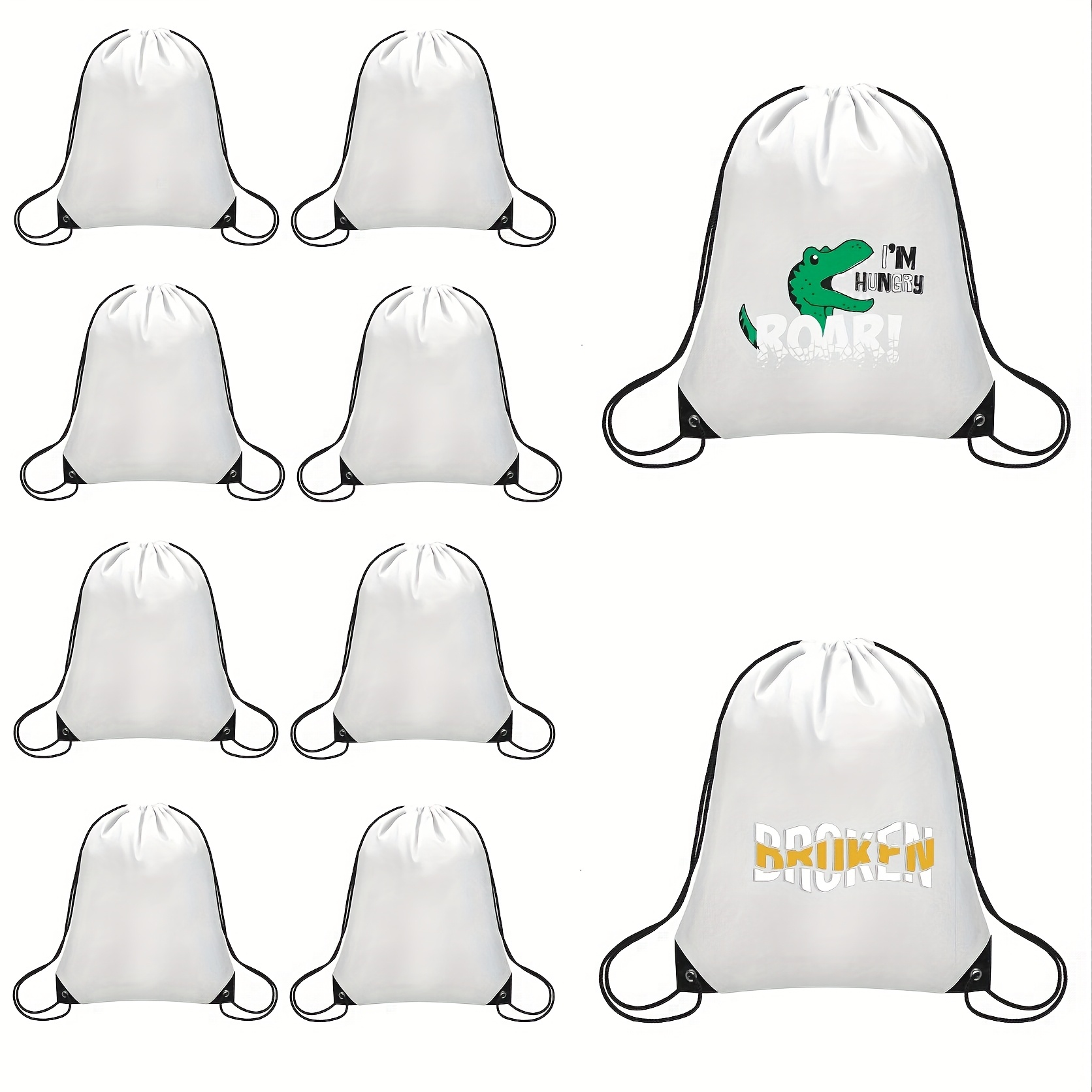 E-shop 10/20 Stück Sublimations-Rohlinge Rucksack mit Kordelzug, Sporttasche mit Kordelzug für Fitnessstudio, Sport, Reisen, Weiß