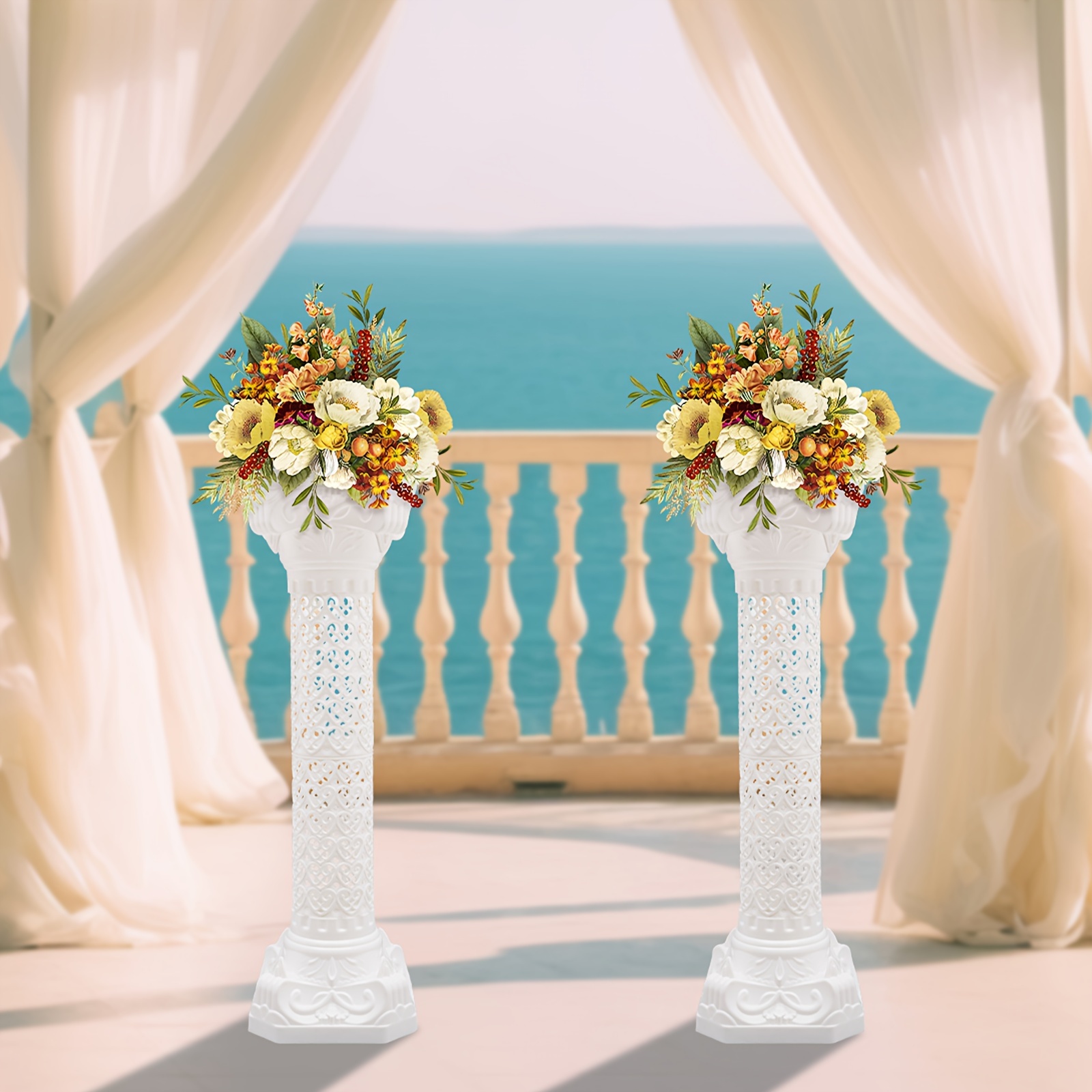 

2 White Roman Pillars For Weddings Durable And Easy To Assemble Elevate Your Wedding Decor With Style