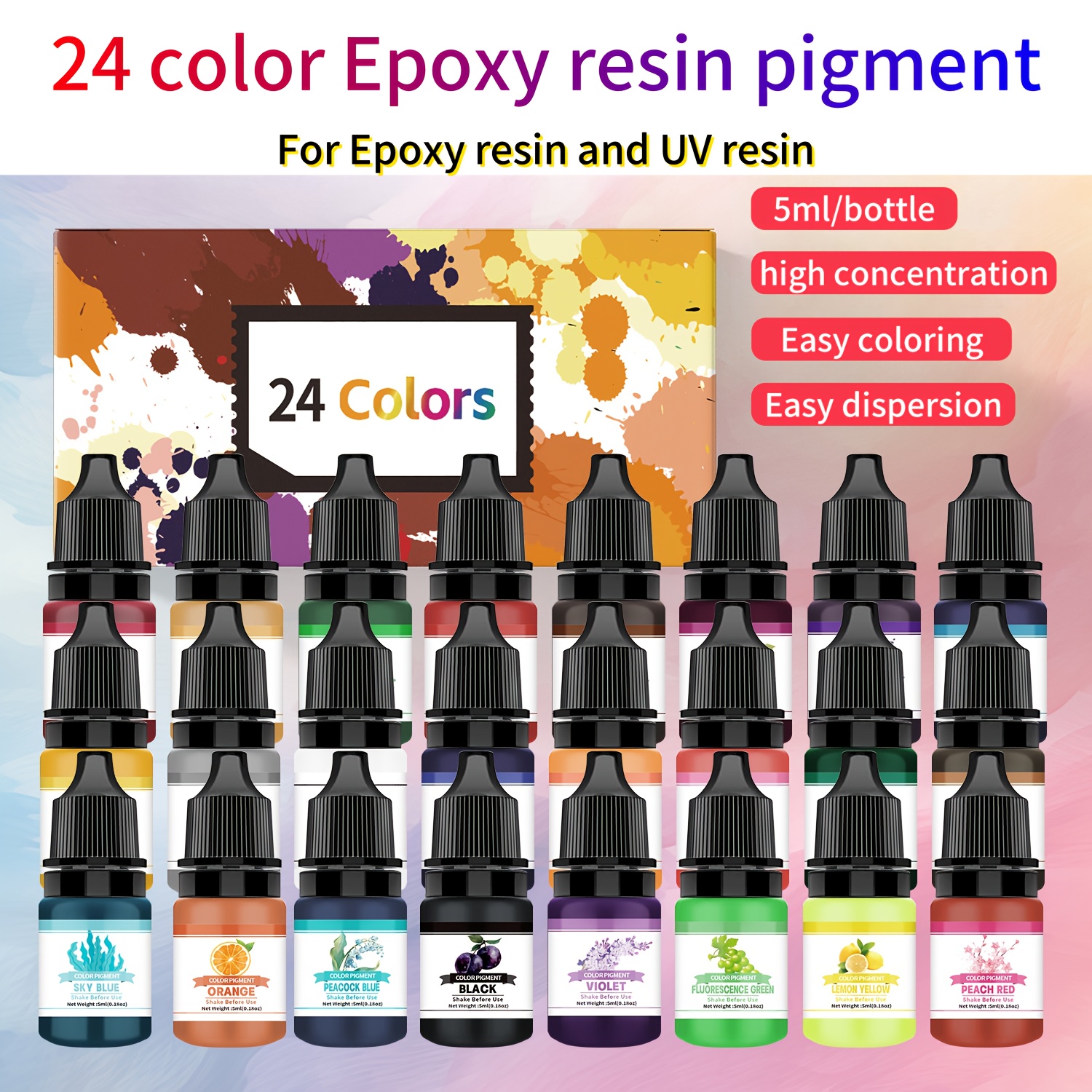 Image of 24 Colors/set Of Resin Pigments (5ml * 24 Colors), Suitable For Resin, Resin Dyeing, Jewelry Making, High Concentration Pigments, Resin Coloring Agents, Halloween, Christmas, Valentine's Day