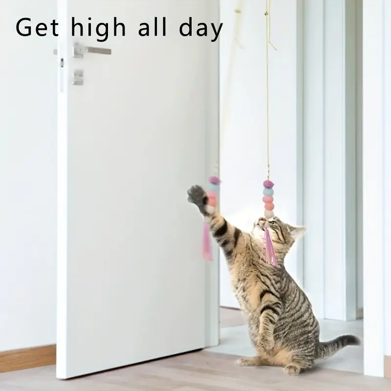 Door Hanging Caterpillar Toy for Cats - No-Battery, Suction Design, Vibrating Feather & Bell, Ideal for Indoor Play, Indoor Cat Toy|* Toy|Suction Base Toy, Without Battery Door Hanging Caterpillar Toy for Cats - No-Battery, Suction Design, Vibrating Feather & Bell, Ideal for Indoor Play, Indoor Cat Toy|* Toy|Suction Base Toy, Without Battery