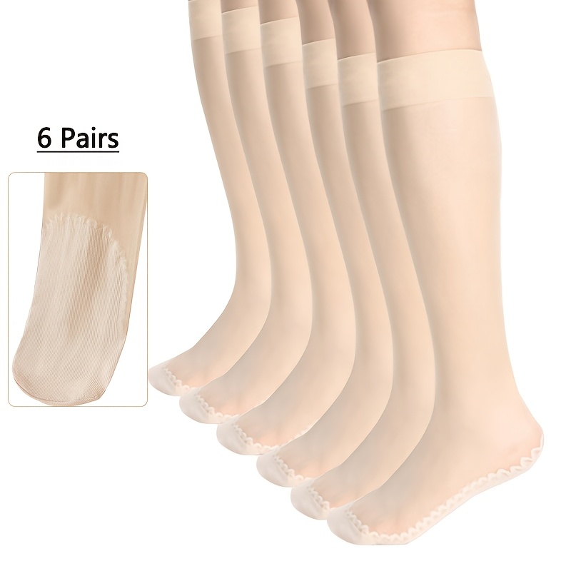 TEMU 6--size Women's Calf Socks, Lightweight And Breathable, Suitable For Summer Wear, Soft And -friendly To The Touch, Pairs Well With High Heels,