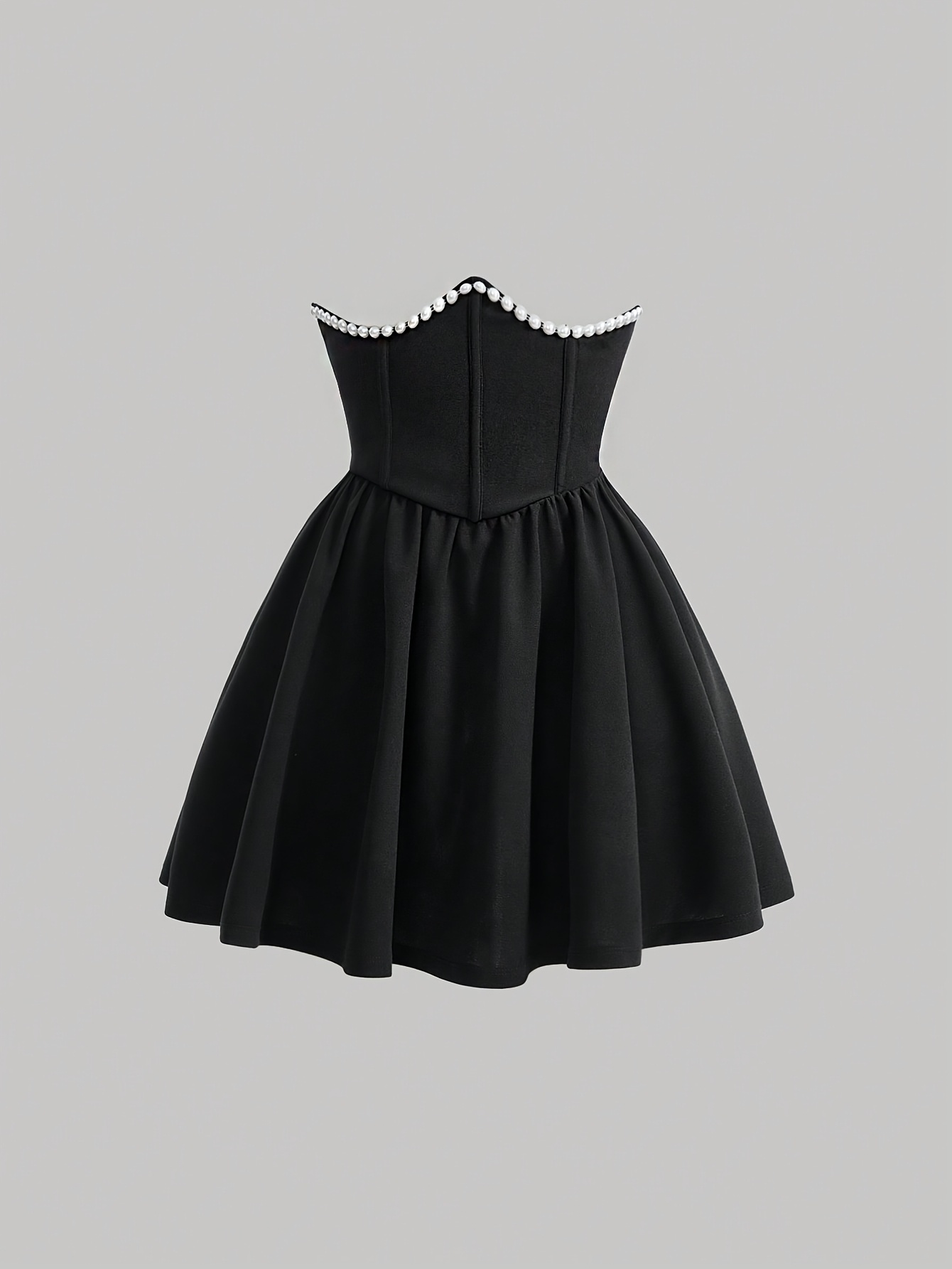 womens formal dress high waisted boned pearl beaded black - Temu Oman