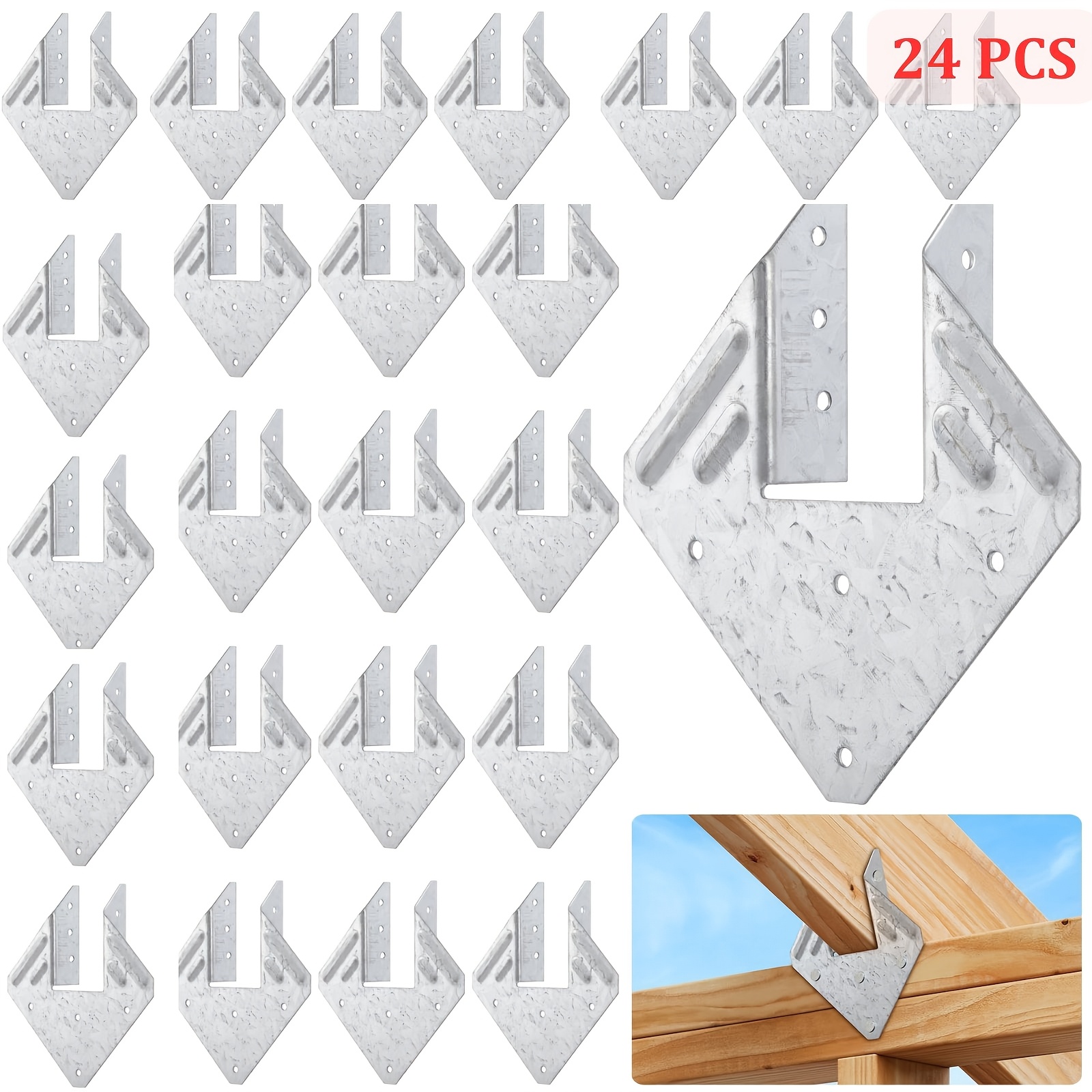 

24 Pack Heavy Duty 18-gauge Steel Hurricane Straps, Hot Dip Galvanized Ties Brackets, Joist Hangers For Wooden Joists And , Roof Trusses Connector