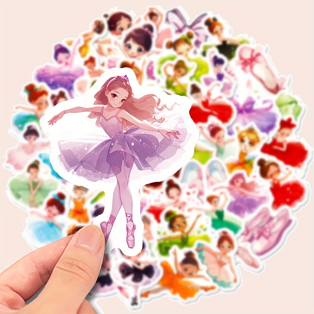 

50pcs Waterproof Ballet Dance Sticker Set, White, Vinyl, Decorative Stickers For Laptop, Phone, Notebook, Water Bottle, Helmet, Guitar, Luggage