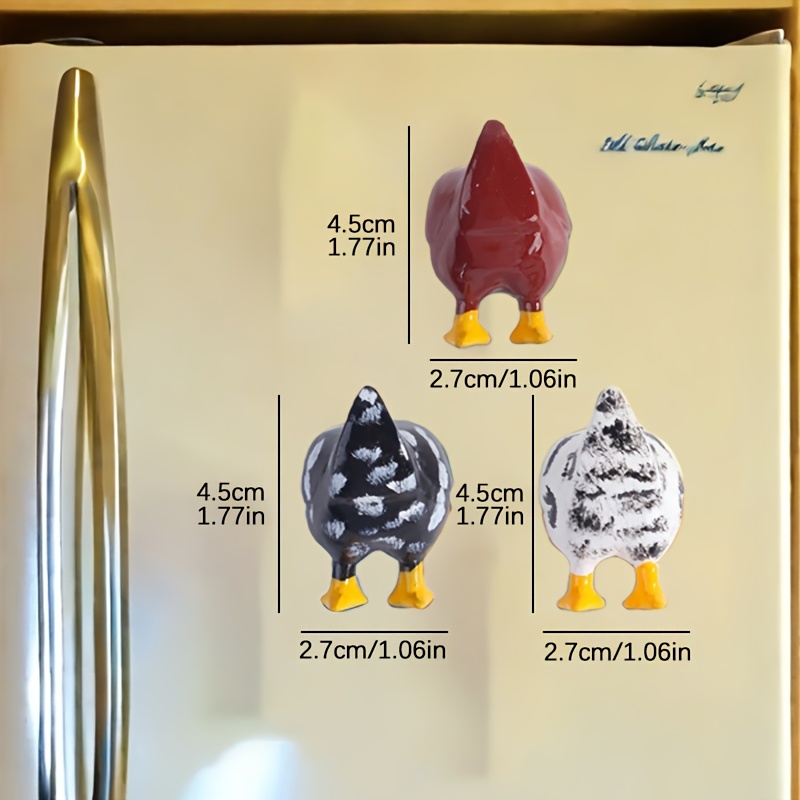 Image of 3pcs/set, Fun Chicken Butt Fridge Magnets, Resin Refrigerator Decorations, Home And Office Whiteboard Accessories, Kitchen Fridge Ornaments, Household Gifts
