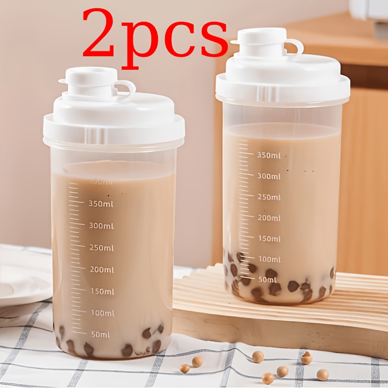 TEMU 2pcs Set Of Transparent Large Capacity Storage Cups, Heat-resistant And Temperature-resistant Portable Milk Tea Cups, Reusable, Food-grade Pp