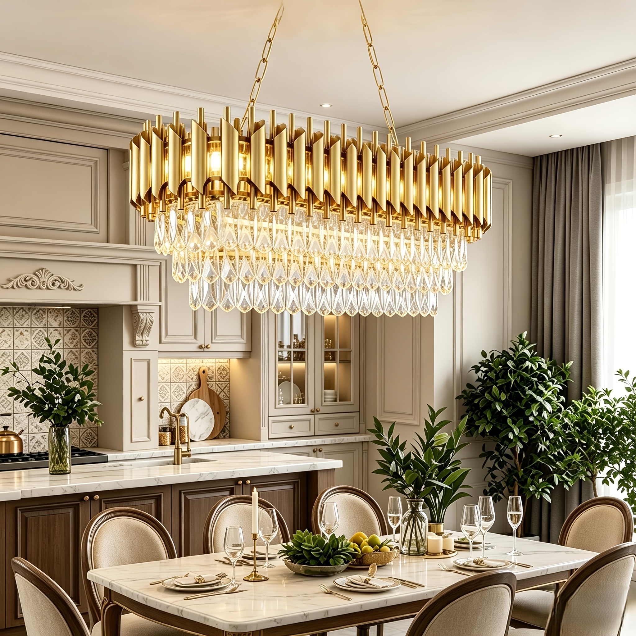 Modern Crystal Chandelier 3-tier K9 Oval Crystal Chandelier Lighting Fixture Chandelier Ceiling Fixture Dining Room Living Room Bedroom E14 Lamp Holder (bulbs Not Included)