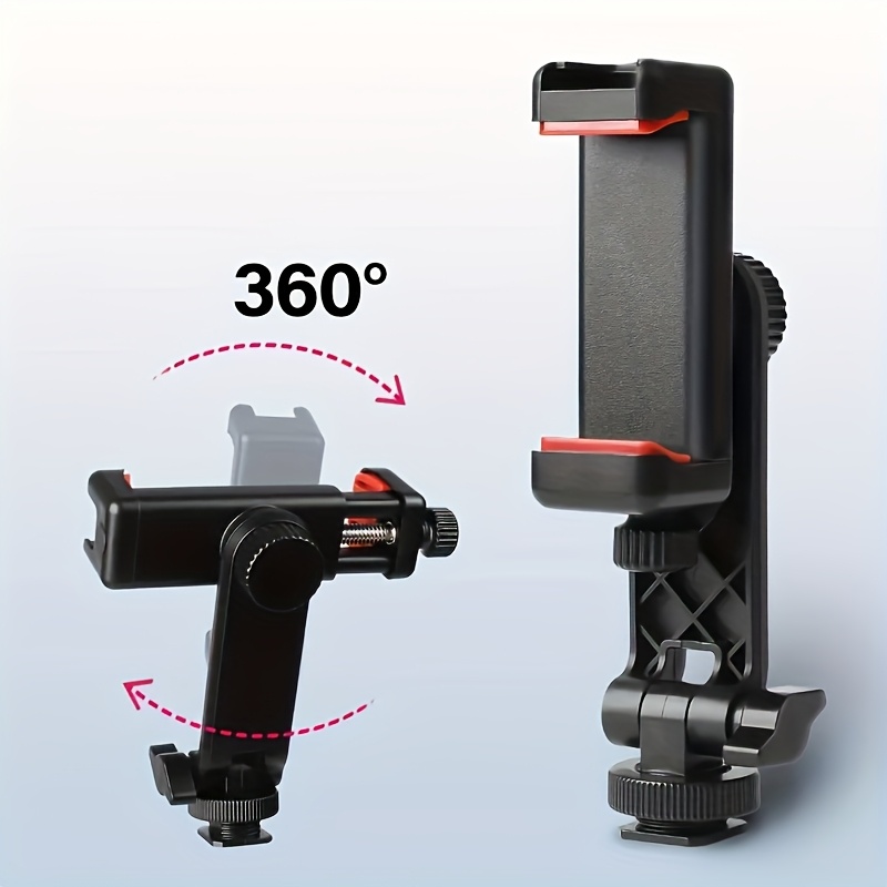 E-shop Universeller Handy-Stativadapter - 360° Rotation, Verstellbare Klemme, Dualer Cold Shoe-Anschluss für Videoaufnahme und Fotografie-Zubehör