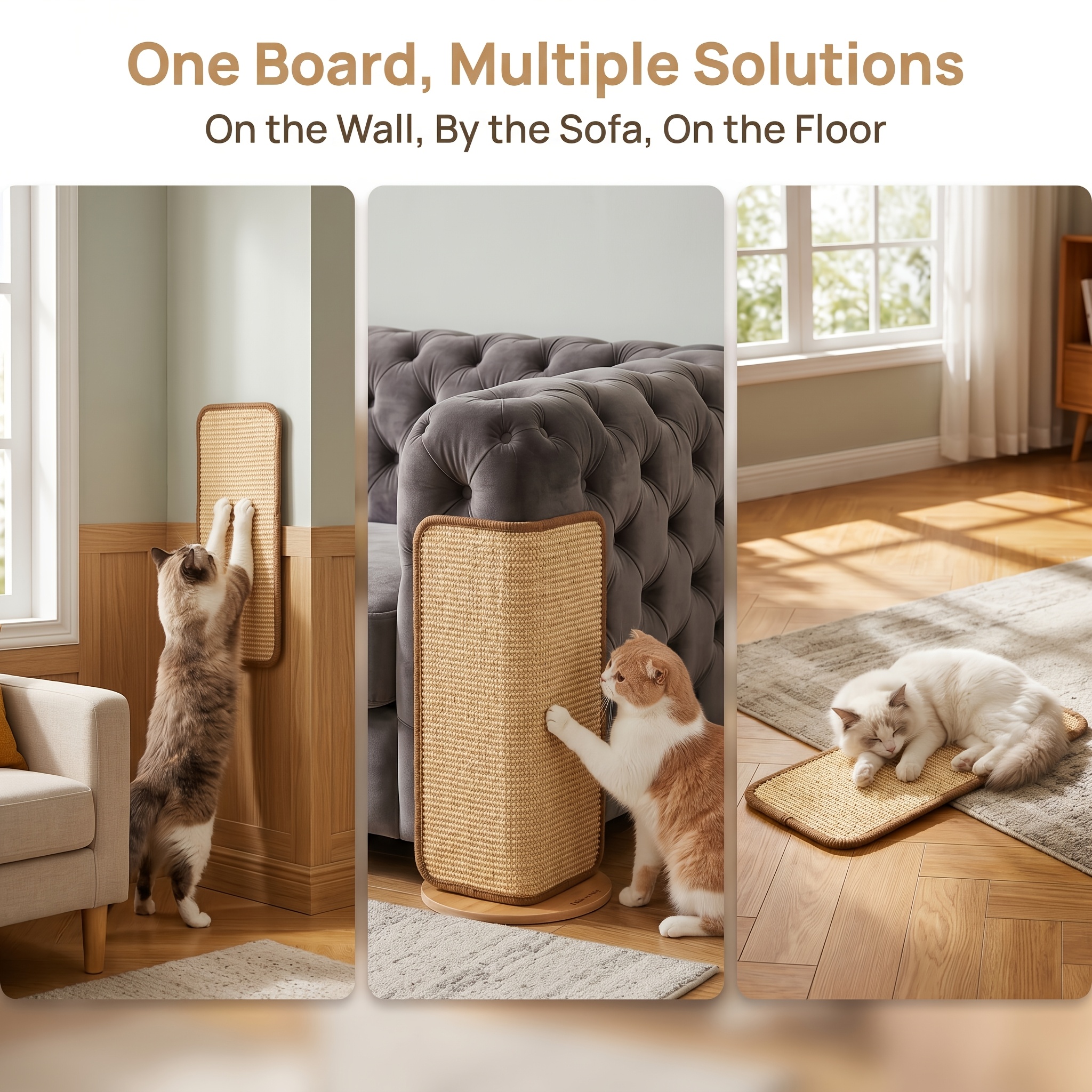 1pc Bonded Sisal Cat Scratching Board, Residue-free And Seamless Adhesive, Lounging Area, Wear-resistant And Non-shedding, Practical Pet Gift
