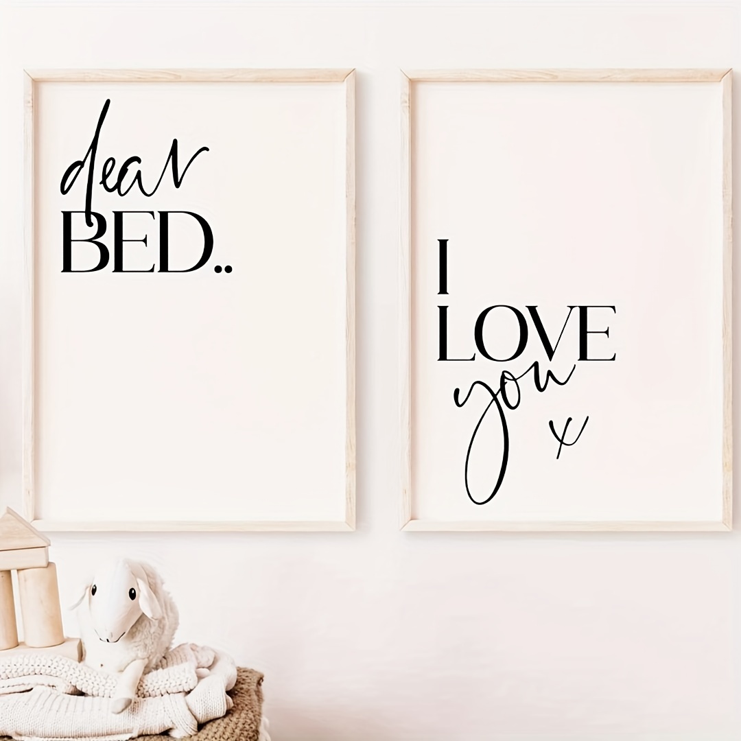 TEMU 2d Flat, 2pcs Modern Minimalist Vertical " I Love You" Wall - Suitable For - Housewarming Gift, Hanging Canvas Decor For, Bedroom,, Vertical