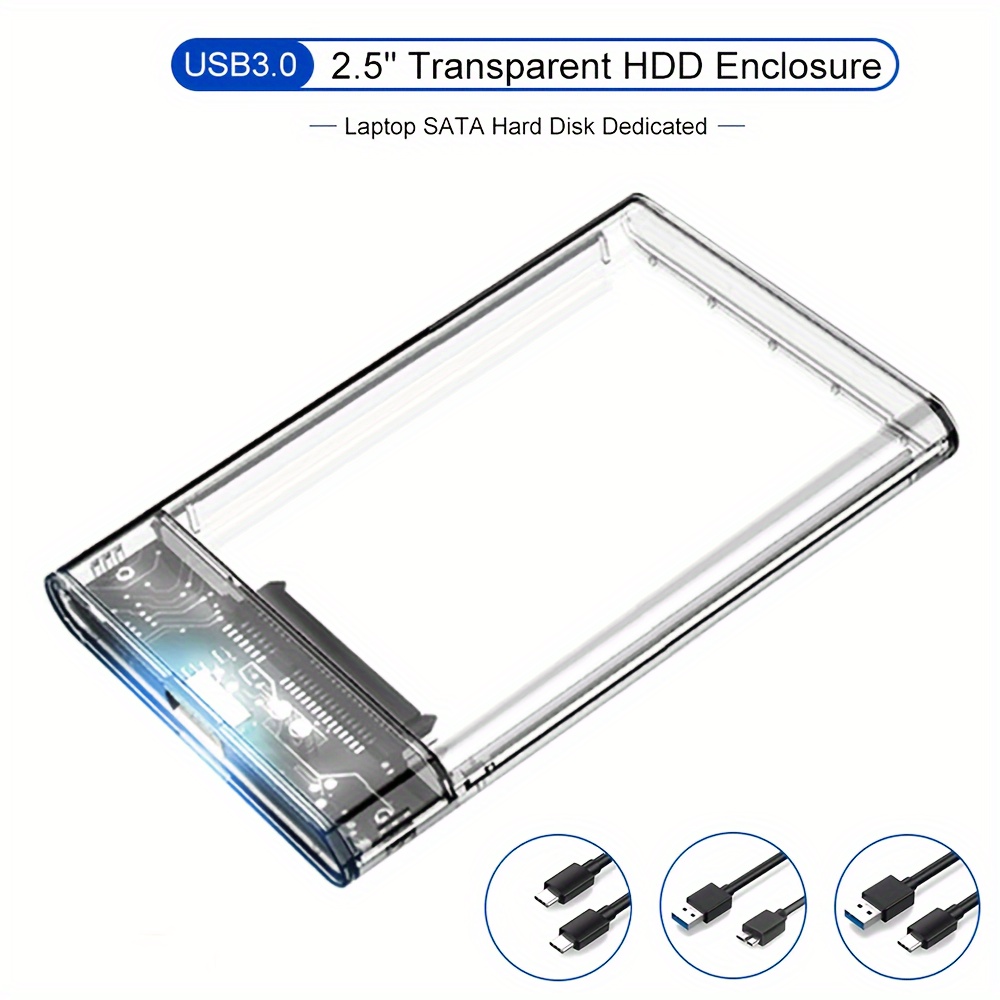 

Ultra-fast 2.5" Sata To Usb 3.1 External Hard Drive Enclosure - Transparent, Tool-free Installation For Laptops & Desktops, Supports Mechanical & Solid State Drives Sata To Usb Adapter Sata Hard Drive