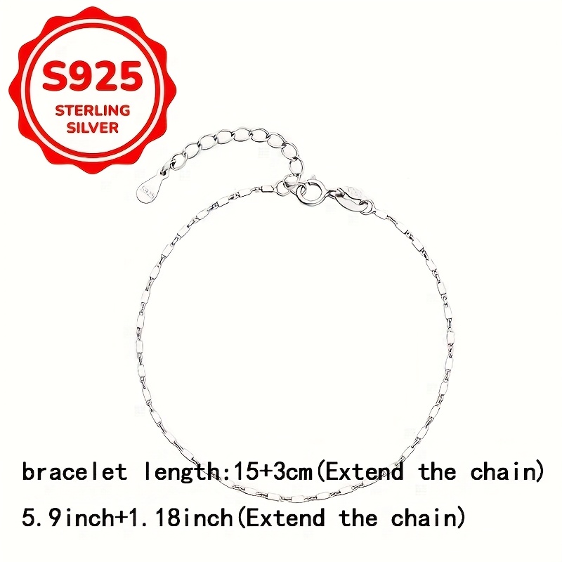 Women's Geometric 925 Silver Bracelet with Rose Golden End
