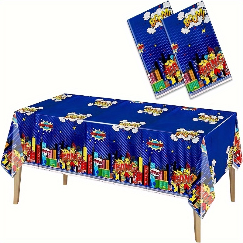 1 2pcs superhero plastic tablecloth superhero party decoration rectangular high quality and disposable hero tablecloth superhero themed birthday party supplies best for christmas