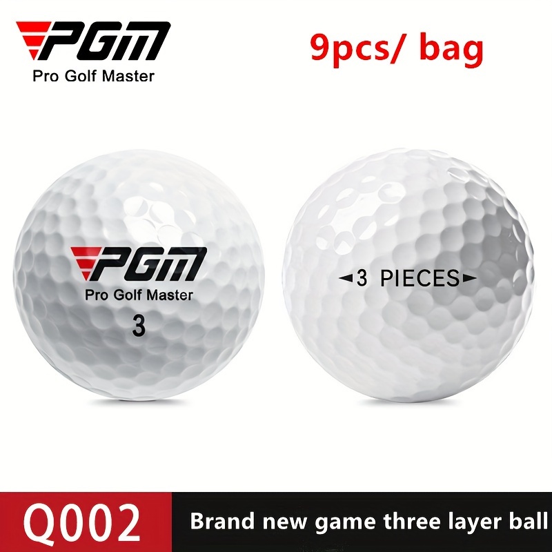 

9-piece Premium White Golf Balls - 44g, Triple Layer Design With Durable Rubber Core, Ideal For Competitive Play