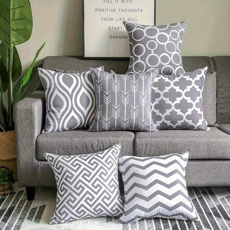 TEMU 6 housses de coussin imprimées à simple face avec motif géométrique moderne, douces et agréables pour , adaptées , à , au couloir, au canapé, à