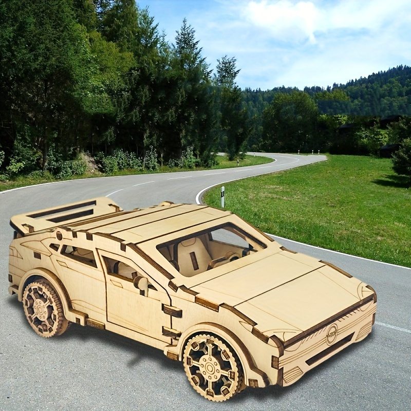 

Creative Wooden Cool Small Sports Car 3d Hand Puzzle Model Crafts Tabletop Decoration