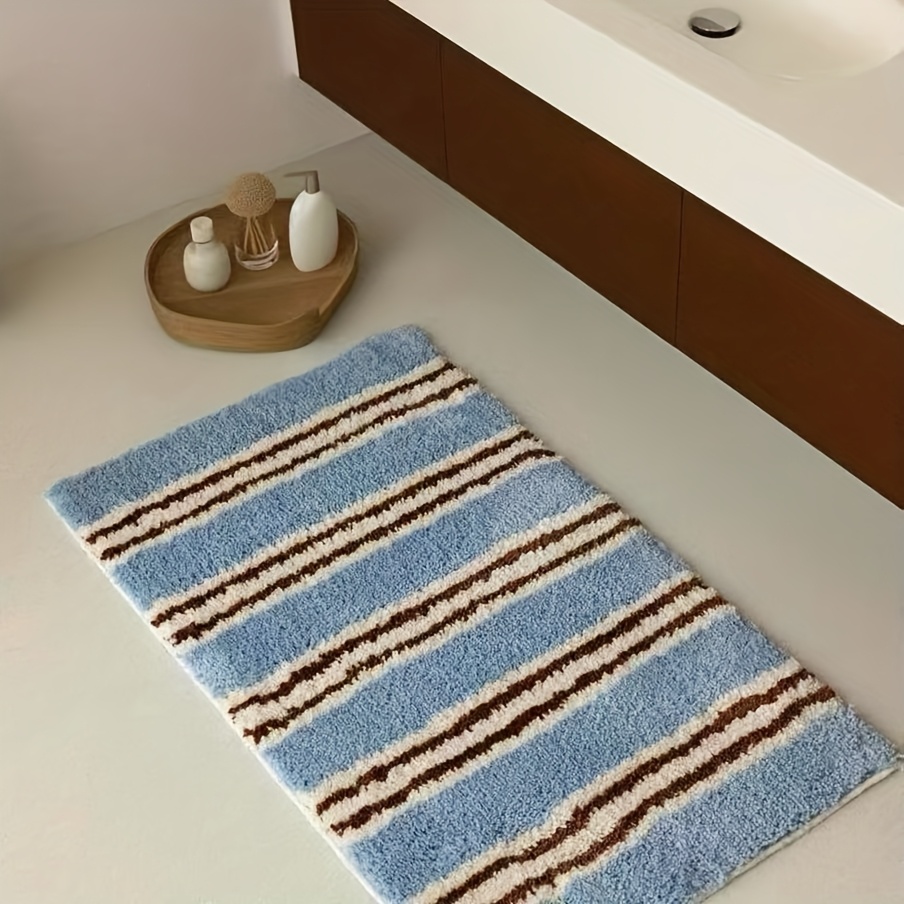 TEMU Flocked Carpet 1800g, Minimalist Winter Tufted Rug, Vertical Stripe Versatile Non-slip Home Bedroom Mat, Microfiber Bathroom Anti-slip Mat, Door