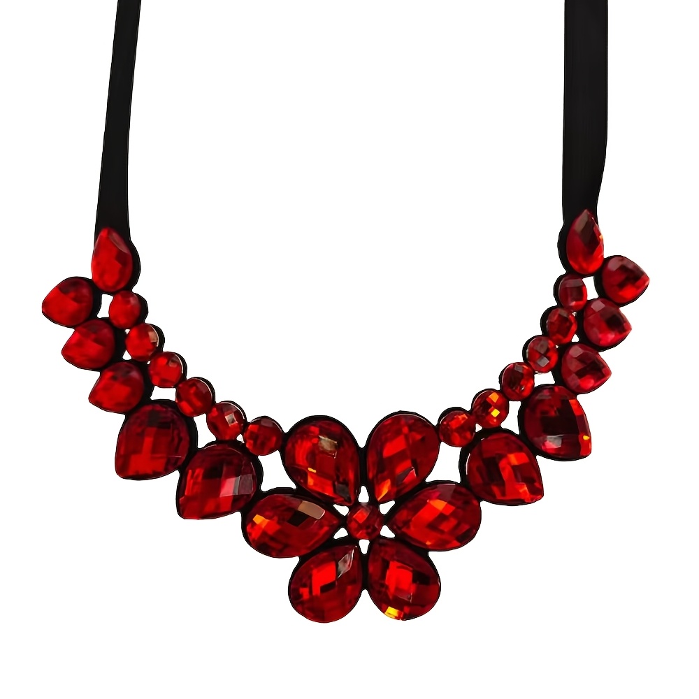 Women's Red Teardrop Choker Necklace, Statement Piece