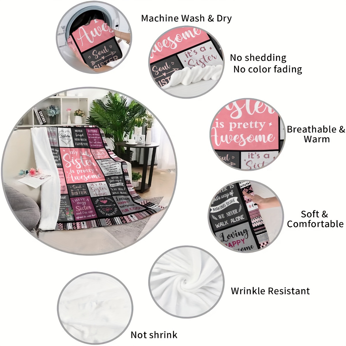 1pc sister gifts sister birthday gifts best friend birthday gifts for women little sister blanket   christmas thanksgiving gifts for bed couch chair details 3