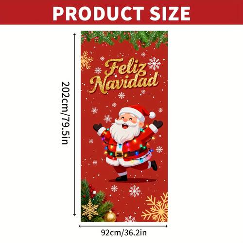 2d plat, navidad elastische stof deurhoes, feestbanners voor spaanse kerstvieringen. 79x36 inch deurhoes geschikt voor kerstdecoraties en huisdecoraties, 2d plat
