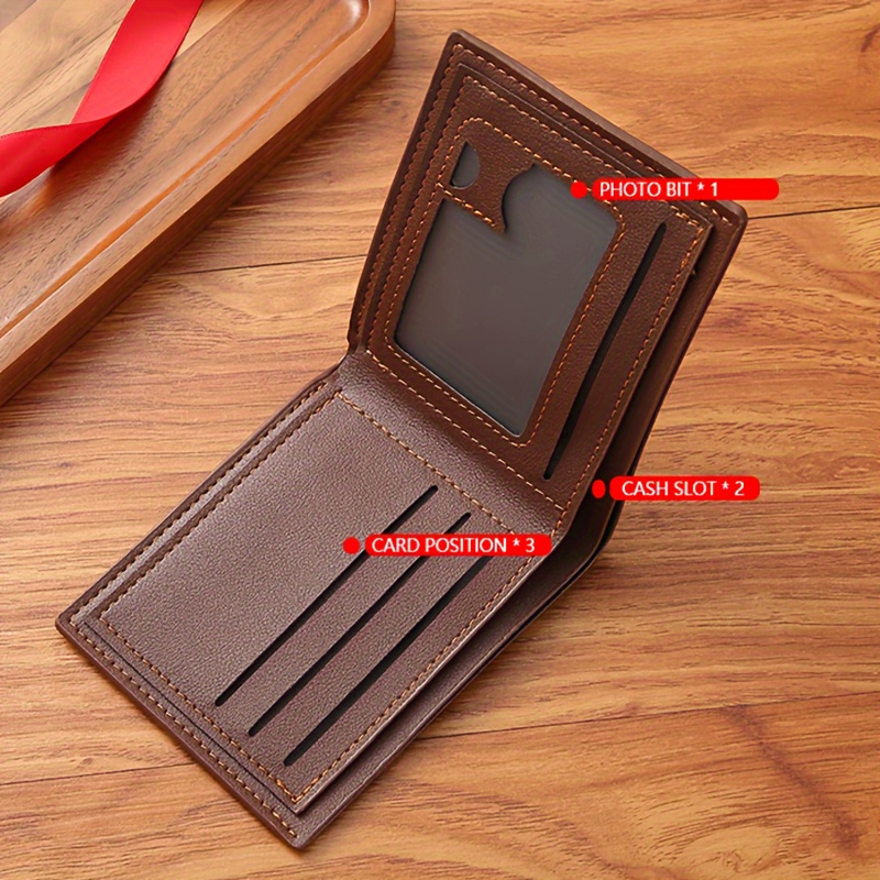 1pc Men's PU Leather Wallet, Large Capacity Vintage Wallet, Ideal Gift For Dad Or Grandpa