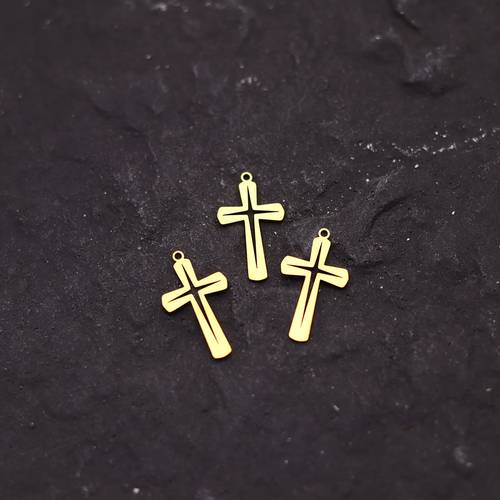 3pcs cross hollow pendant charms stainless steel compatible with necklace earring making crafting accessories cross shaped charms for bracelet bead for