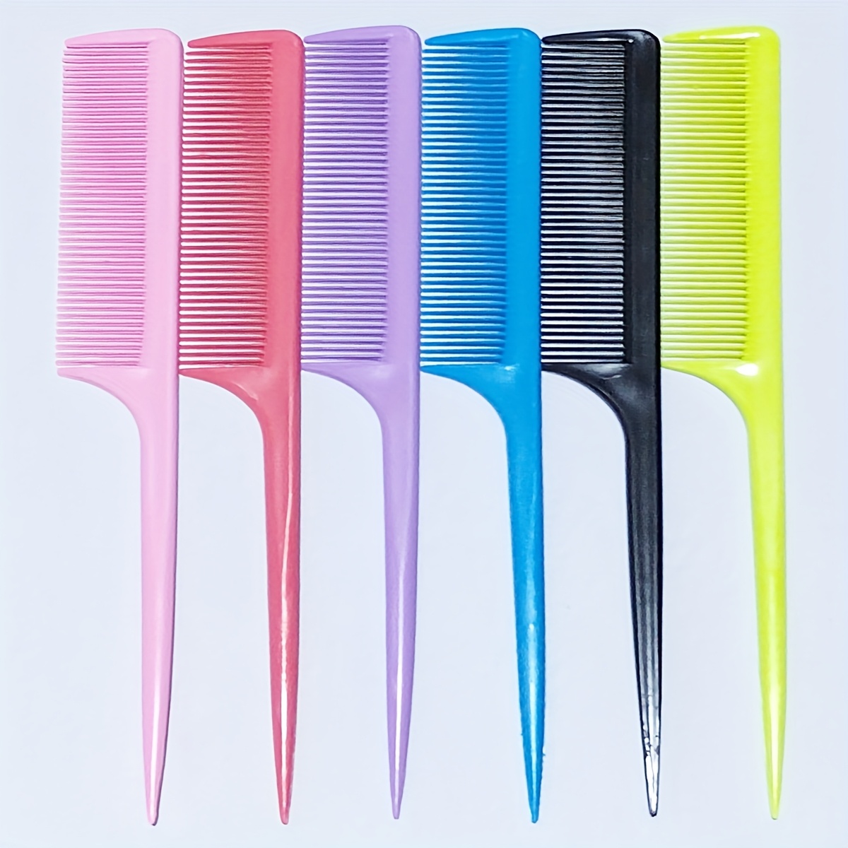 TEMU 6 Colors Rat Tail Combs For Woman Parting Combs Hair Colored Teasing Pin Tailcombs Styling Tailcombs With Thin And Long Handle Men Hair Stylist