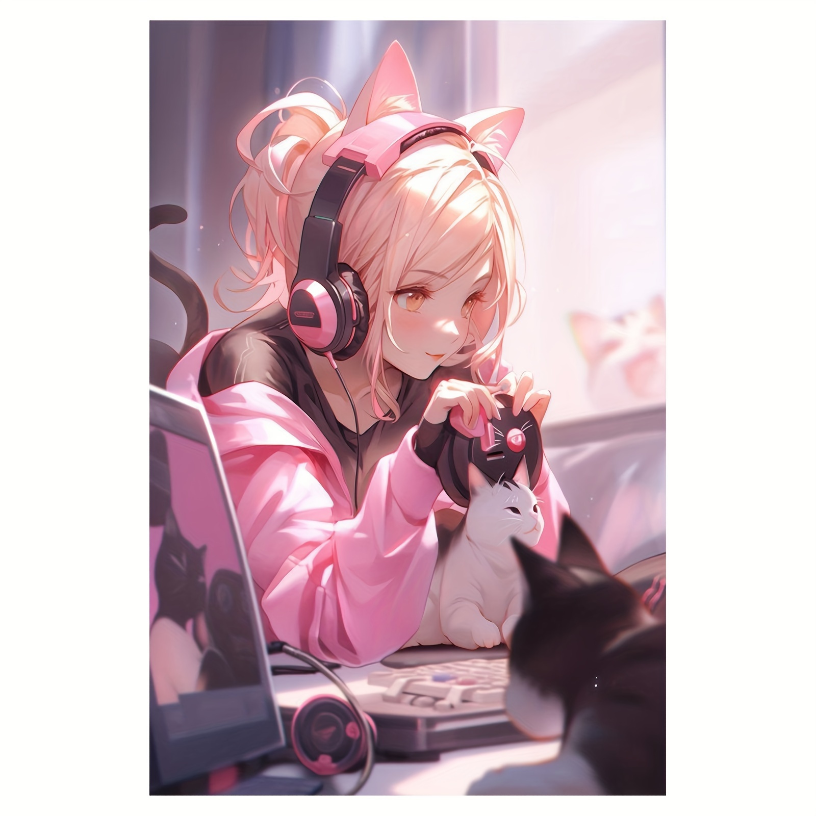 E-shop Anime Gaming Leinwandposter, Rahmenlose Neon-Wandkunst, Langlebiges Stoffgemälde für Zuhause