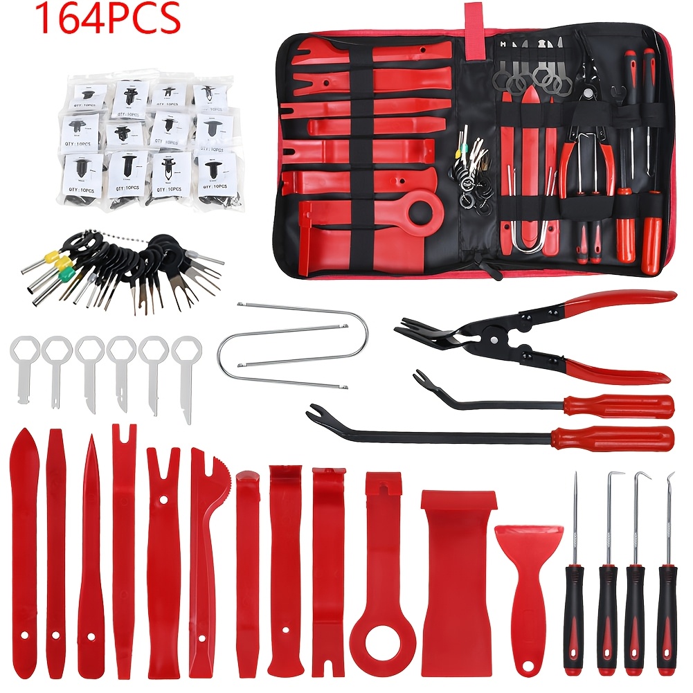 164pcs Car Trim Removal Pry Tool Molding Kit Panel Door Dash Interior Clip Set