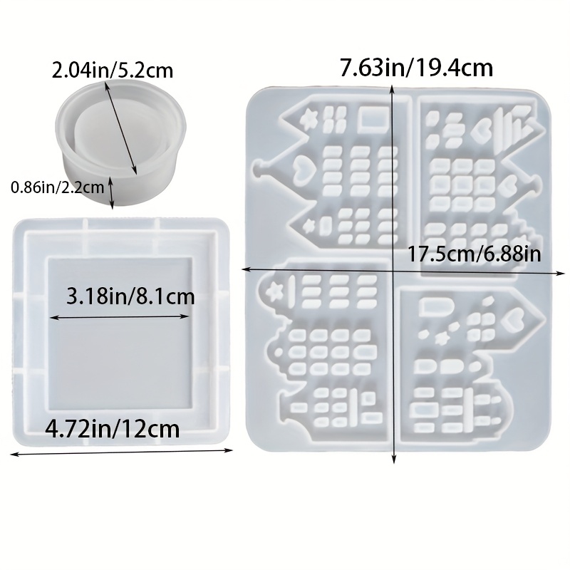 Silicone Frame Mold Hollow Small House Candle Holder Mold Square Ornament Assembled Small House Night Light Silicone Mold Easter Silicone Mold Three-piece Set