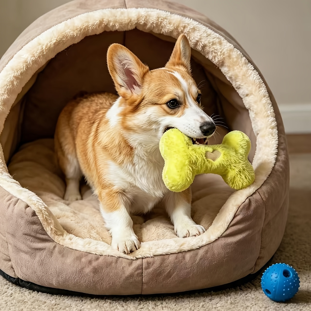 TEMU Pet's Depressed Mood [love Heart ] Built-in Sounding , Soft Plush Bone Pet Toy, Universal For Cats And Dogs, Bite-resistant And Wear-resistant,