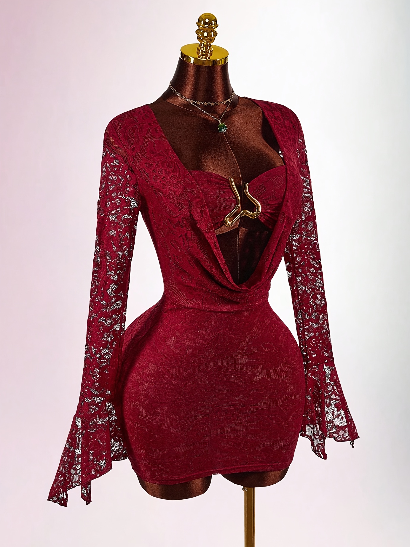 y2k womens metal lace deep v neck draped