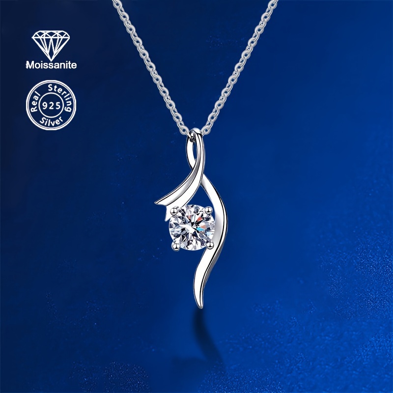 

Collier En Argent Sterling 925 Avec Moissanite De 1 Carat, Bijou Élégant Et Luxueux, Polyvalent, Idéal Pour Les Mariages, Les Fêtes, Les Banquets Et Le Quotidien, Cadeaux De Pâques Pour Femmes