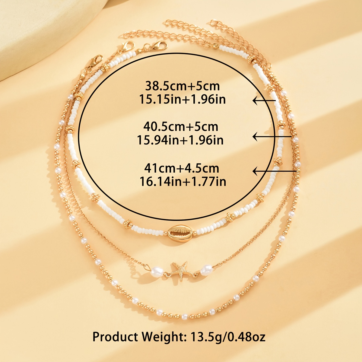 3pcs Women's Choker Necklace Set, Shell & Starfish Pendants