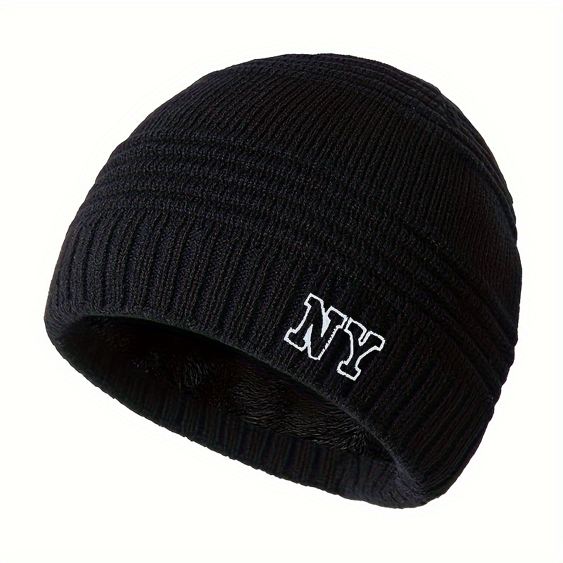 

Unisex Knit Beanie Hat With Ny Embroidery, Acrylic Warm Skull Cap - , Lightweight, Embroidered Beanie For Men And Women, Hand Wash, Ideal For Cold Weather & Outdoor Activities