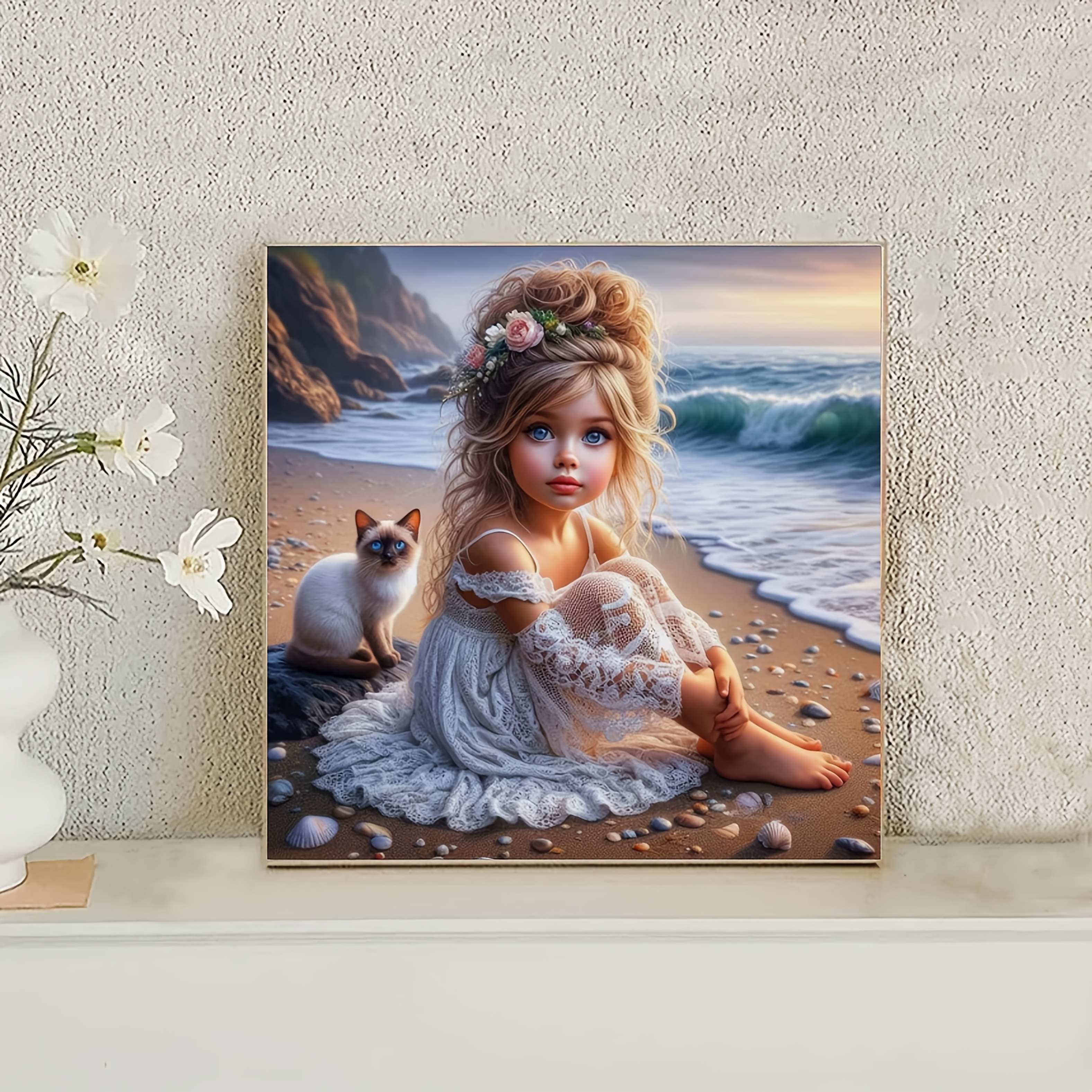 

1pc Puppy And Girl Diy Diamond Art Painting Kit For Adults Handmade Painting Home Wall Decor 5d Diamond Art Painting Craft Set 11.81x11.81inch