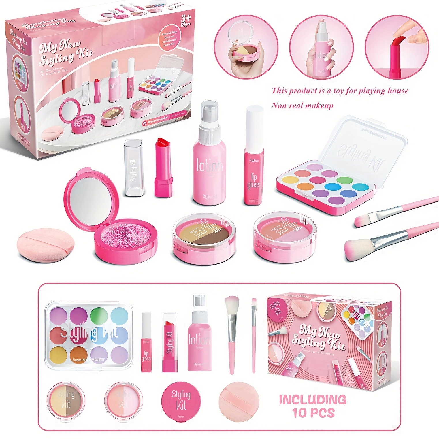 10pcs Deluxe Pretend Makeup Kit for Girls