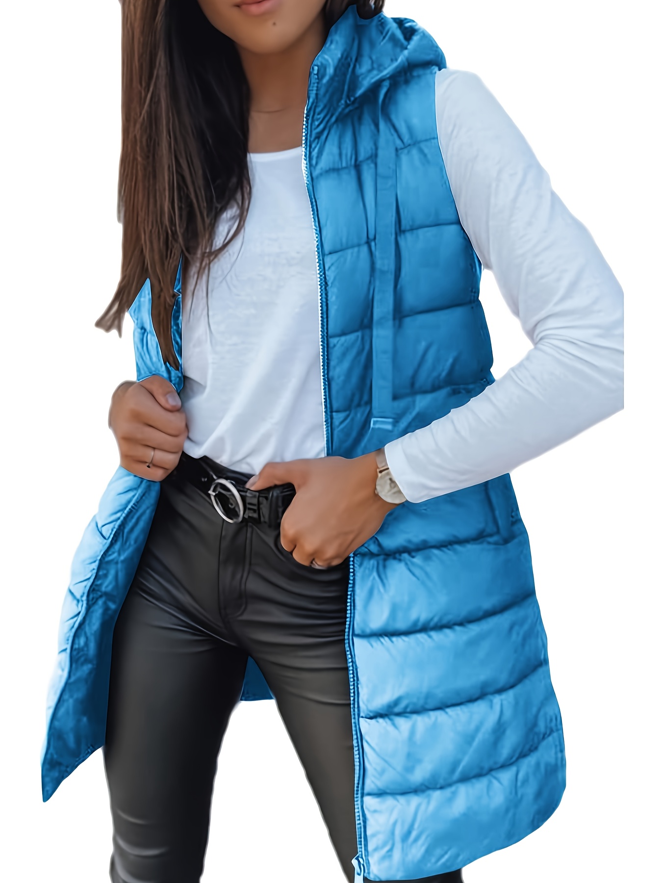 elegant womens thickened warm vest hooded solid color long sleeve polyester   outerwear stylish streetwear   jacket chic streetwear durable outerwea details 35