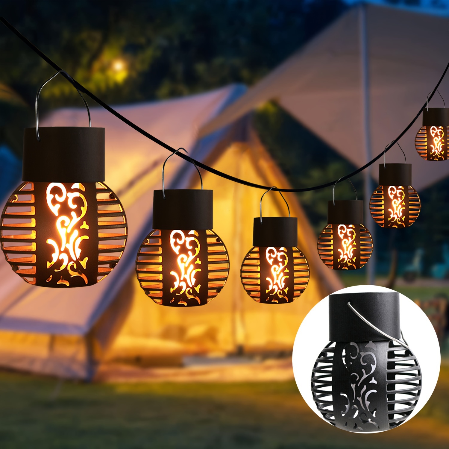 

4pcs Solar-powered Hanging Led Lanterns, Outdoor Flickering Flame Globe Lights, Plastic Decorative Lighting For Garden, Patio, Fence, Lawn, Pathway, Camping, Tree Branches, And Seasonal Festive Decor