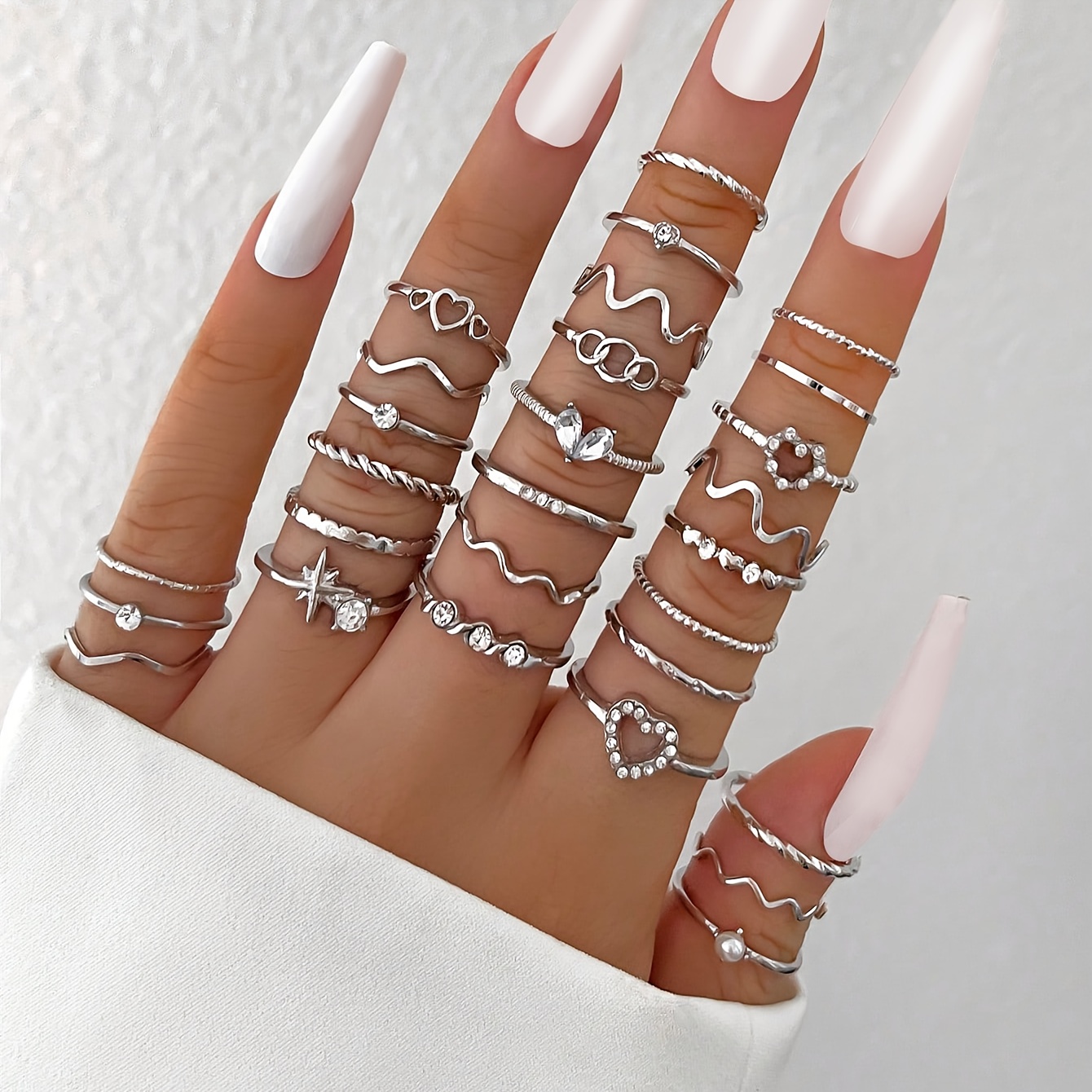 28Pcs Set Women Fashion Stacking Rings Set Elegant Bohemian
