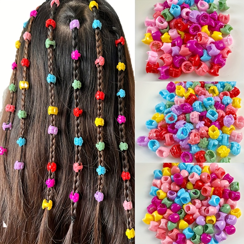 200 Stück Bunte Haarperlen – Mini-Haarklammern Aus Kunststoff Für Zöpfe, Dreadlocks & Kinderhaare