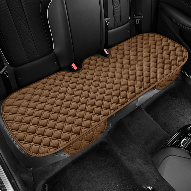 TEMU Checkered Embroidery Linen Texture Car Seat Cushion, Summer Cooling Rear Seat Pad, 1pc - Universal Seat Cushion, Comfortable - Universal Fit For