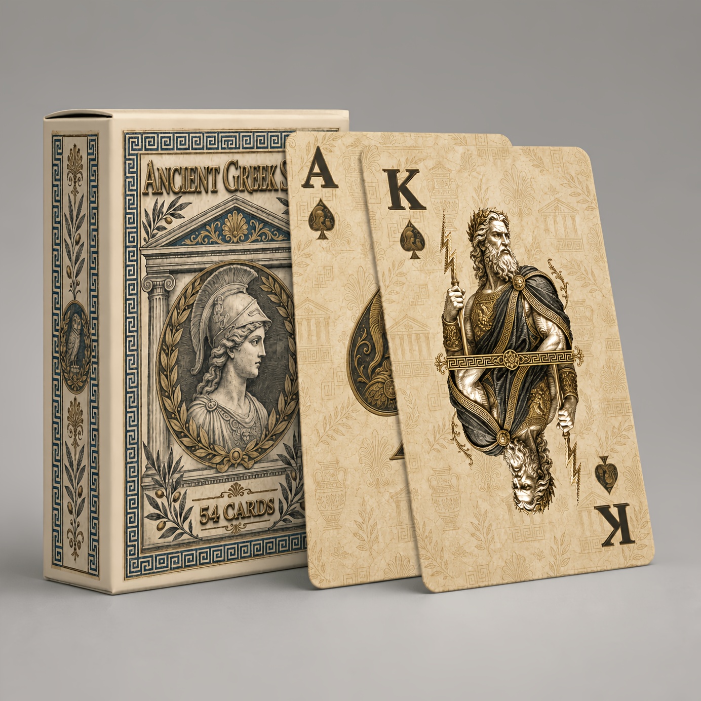 TEMU Ancient Greek Playing Cards - 54 Cards With No Repeating Patterns. Made Of High-quality Coated Paper With A Matte Lamination Finish. Thickened