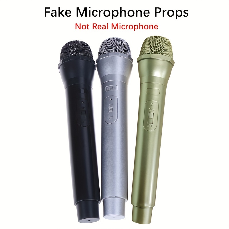 

1pc Microphone Prop Plastic Simulation Fake Microphone Stage Mic Prop Photo Model Prop Party Favor Decoration Ornaments Rock Star Gift Training Performance Microphone