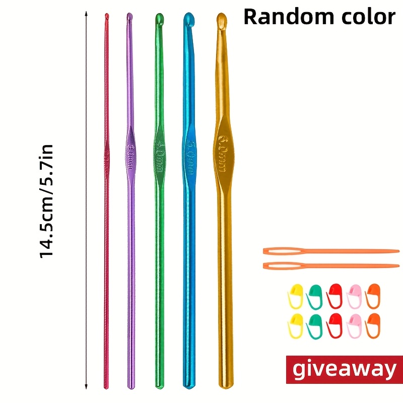 TEMU 5pcs 9pcs Colored Aluminum Crochet Hook High-grade Metal Crochet Hook Household Handmade Knitting Line Thick Crochet Hook Full Set Of Crochet