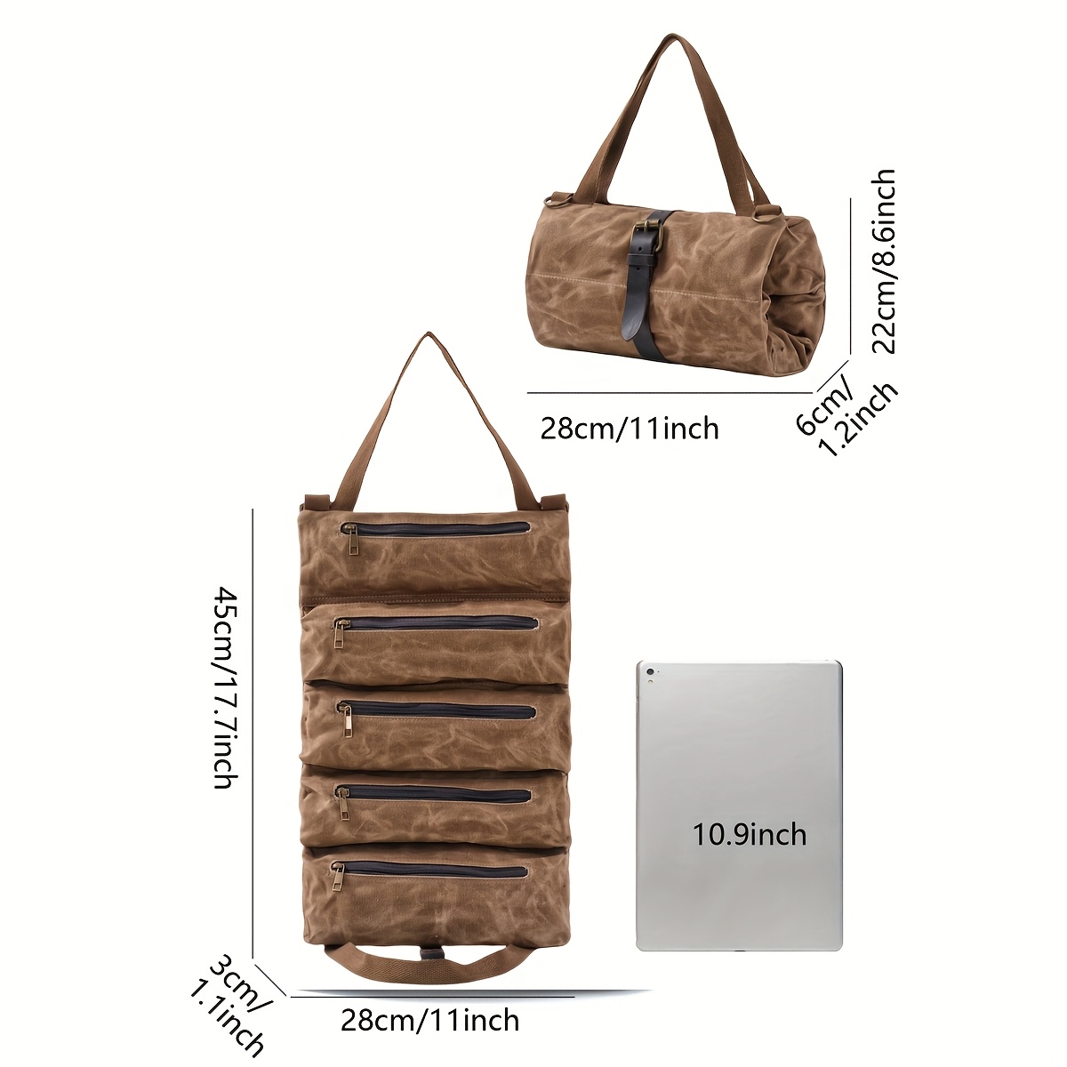 Vintage Canvas Tool Bag, Suitable for Storing Wrenches and Vehicle Repair, Portable Tool Bag, Thickened Multi-Functional Woodworking Bag for Tool Storage, Durable Hardware Tool Organizer