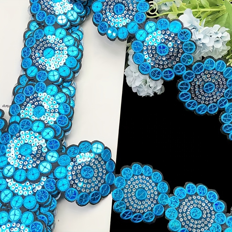 Image of 1 Yard Of Colorful Sequin Lace For Diy Ethnic Clothing Decoration, Stage Accessories, Home Textiles, And Bag Embellishments