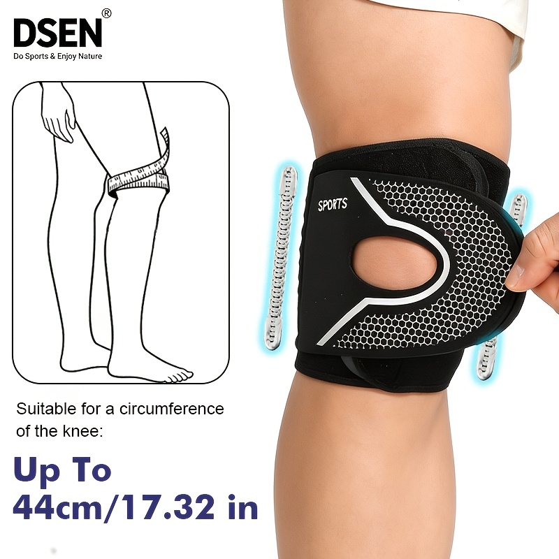 TEMU 1pc- Adjustable Three- Compression Patellar Knee Brace With 2 Spring Supports, Open Wearable Knee Support, Hook& Loop Fastener For Patella